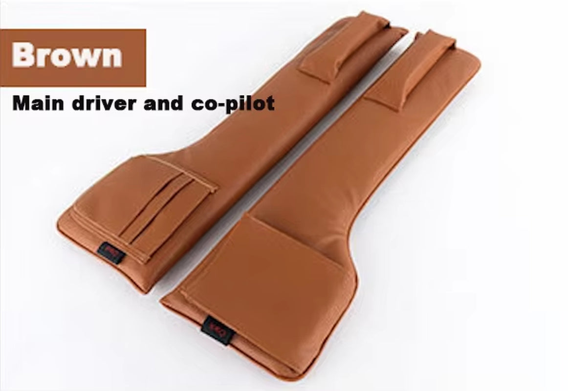 Car Seat Gap Filler Pockets PU Leather Storage Car Organizer Car Seat Slit Gap Pocket Storage Leak Stop Pad Soft Padding