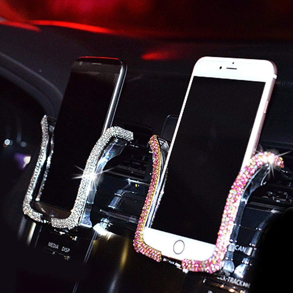 Universal Car Phone Holder with Bing Crystal Rhinestone Car Air Vent Mount Clip Cell Phone Holder Car Holder White