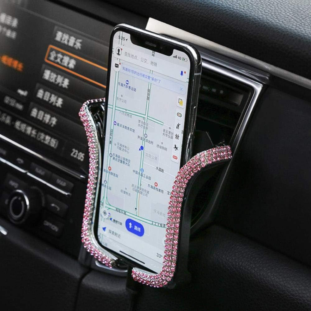 Universal Car Phone Holder with Bing Crystal Rhinestone Car Air Vent Mount Clip Cell Phone Holder Car Holder White