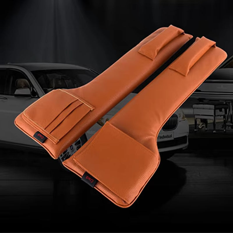 Car Seat Gap Filler Pockets PU Leather Storage Car Organizer Car Seat Slit Gap Pocket Storage Leak Stop Pad Soft Padding